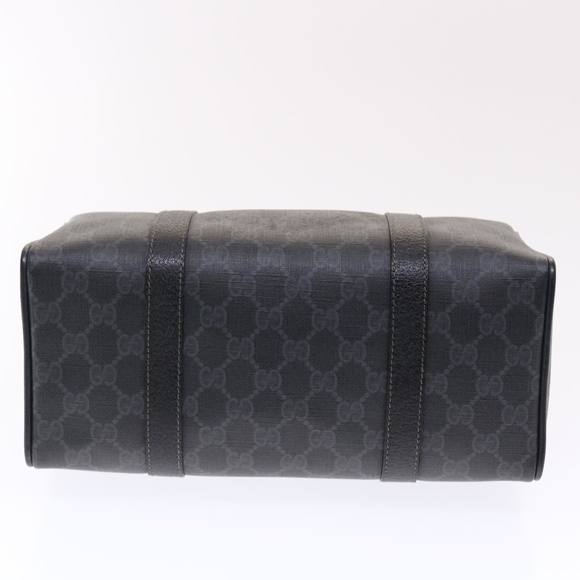 GUCCI GG Canvas Web Sherry Line Hand Bag PVC Leather Black Red Green Auth 49786 - Picture 5 of 16